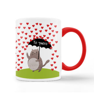 Taza roja: "Lluvia de corazones"