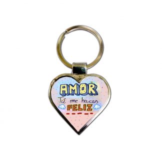 llavero metal "amor tu me haces feliz"