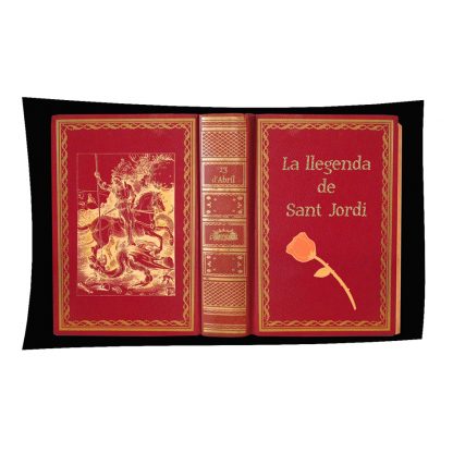 cojín libro leyenda de Sant Jordi