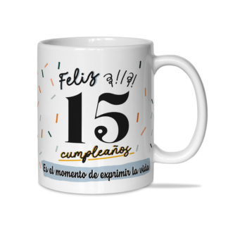 Taza: Feliz 15 cumpleaños.