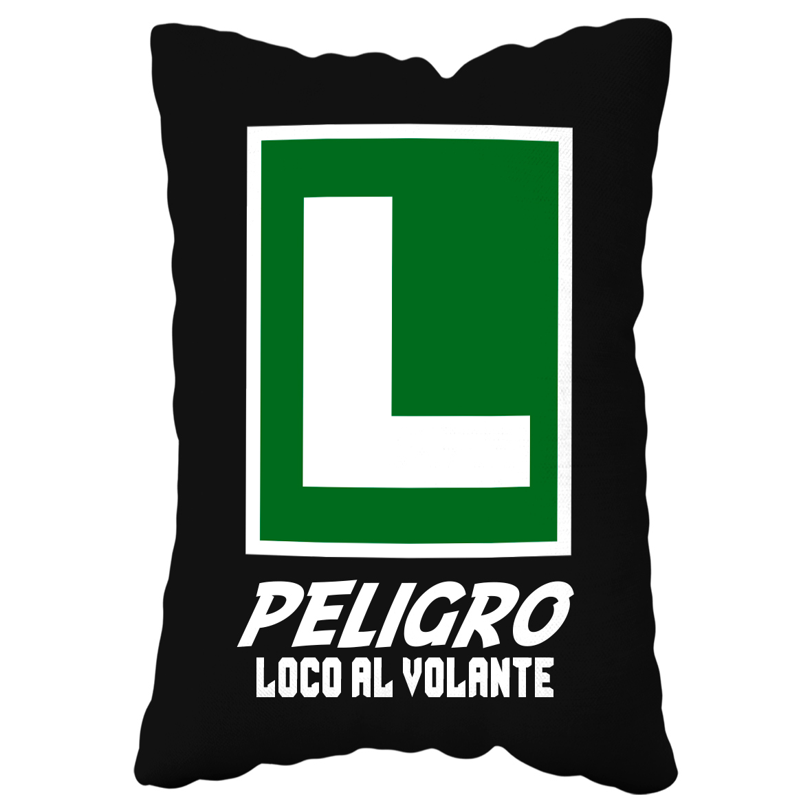 Cojín Poliéster Rectangular: "Peligro loco al volante"