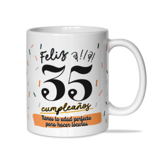Taza: Feliz 35 cumpleaños.