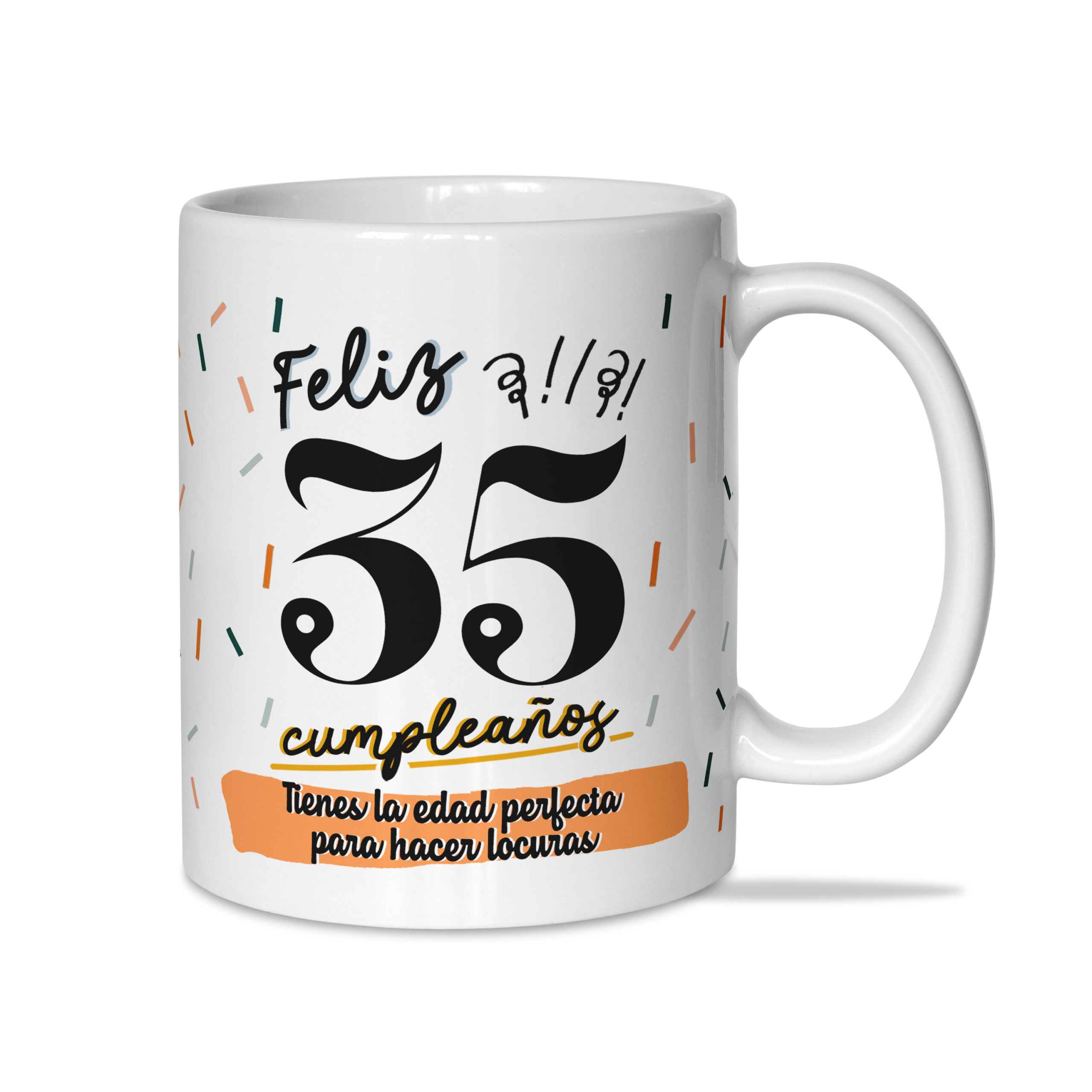 Taza: Feliz 35 cumpleaños.