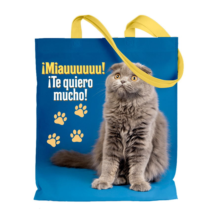 bolsa estampada "¡Miauuuuuu! ¡Te quiero mucho!"