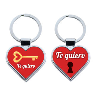 Llavero metálico corazón: "Te quiero"