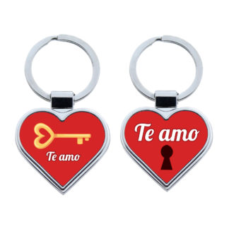 Llavero metálico corazón: "Te amo"