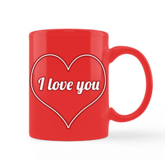 Taza roja: "I love you"