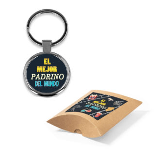 Llavero metálico: "El Mejor PADRINO del Mundo" (CAJA)
