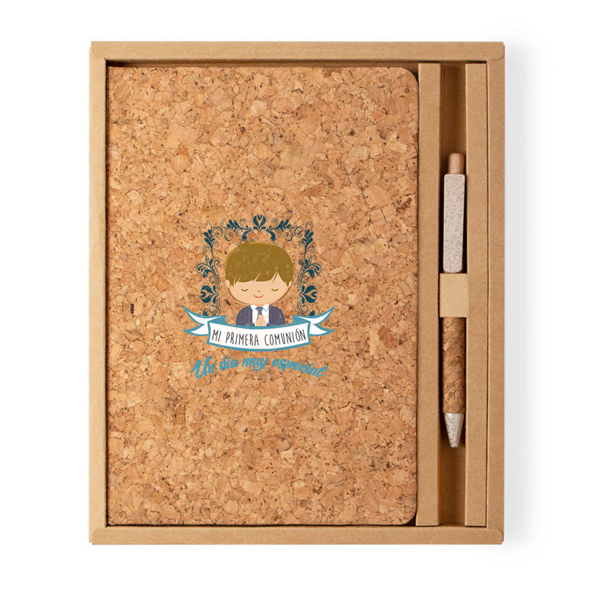 Libreta y Bolígrafo (corcho): "Mi primera comunión"