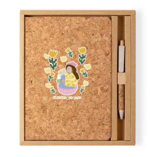 Libreta y Bolígrafo (corcho): "Gracias por Todo"