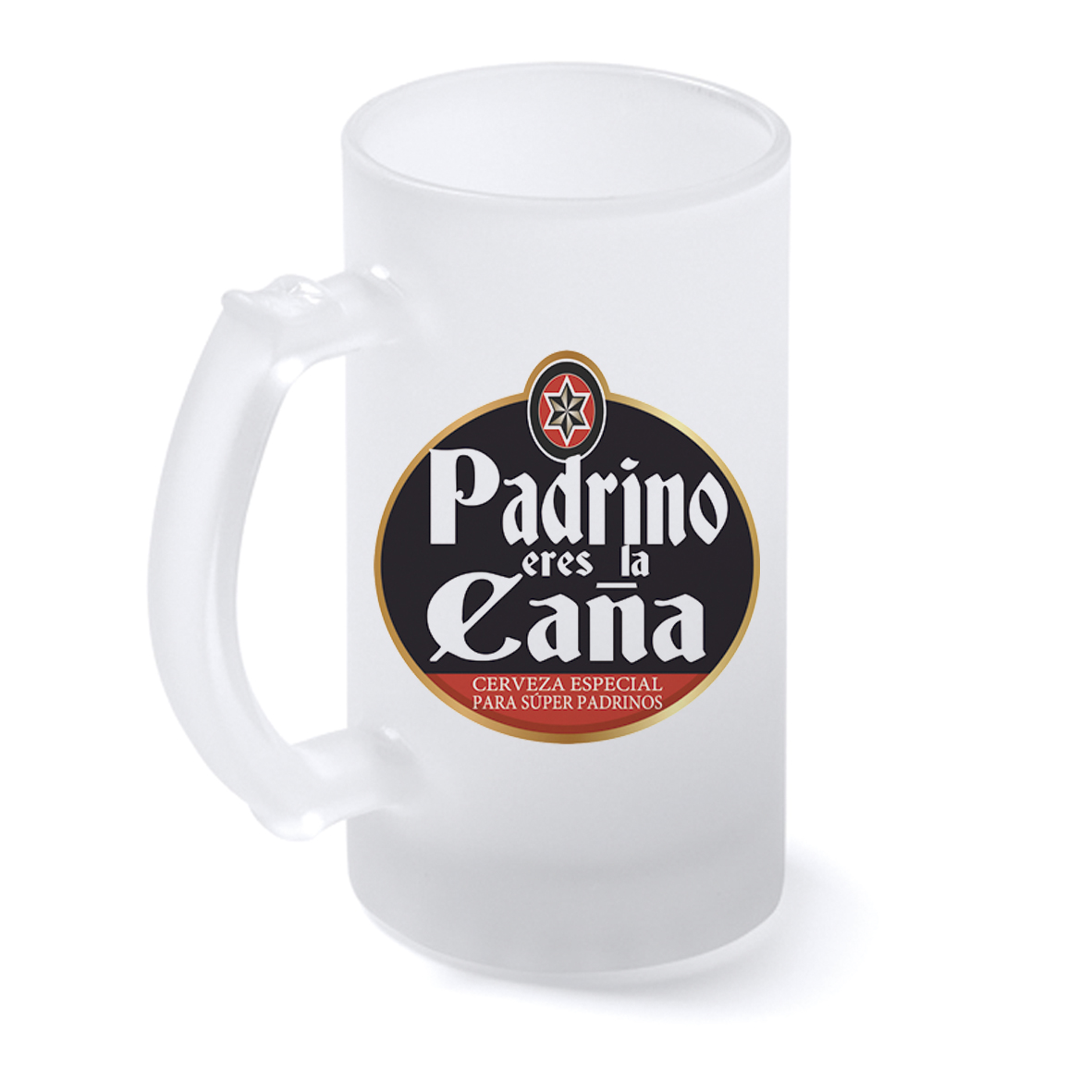 Jarra cristal: "Padrino eres la caña"