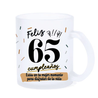 Taza LED: "Feliz 65 cumpleaños"