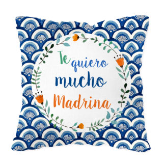 Cojín Poliéster: "Te rquiero mucho. Madrina"