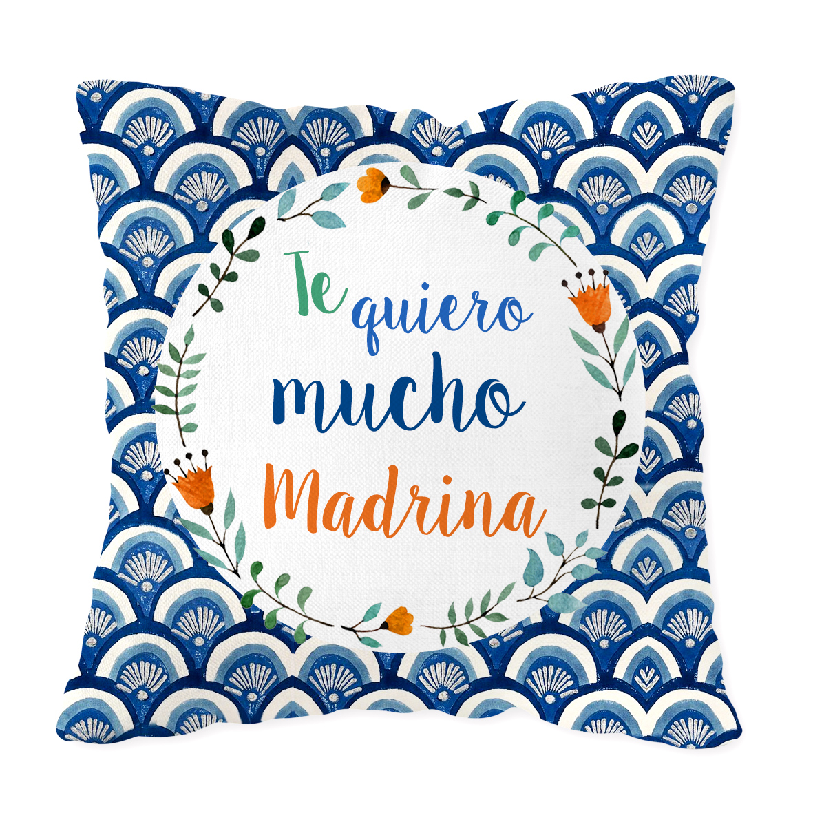 Cojín Poliéster: "Te rquiero mucho. Madrina"