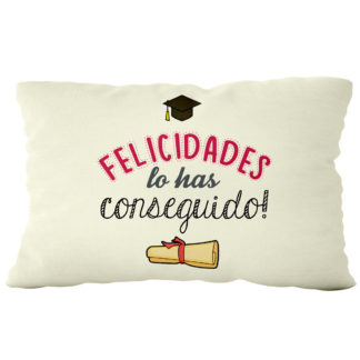 Cojín poliéster lectura: "Felicidades lo has conseguido"