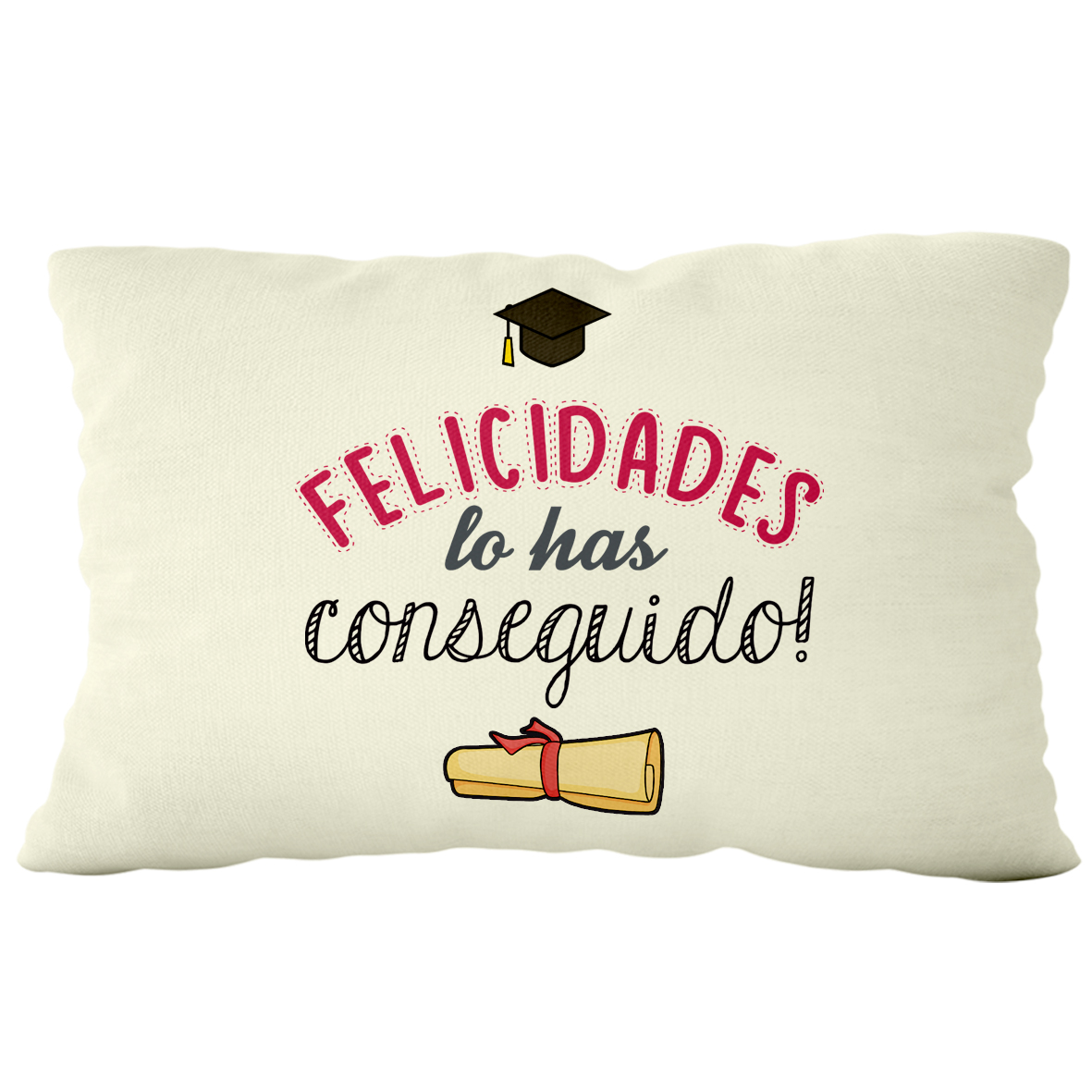 Cojín poliéster lectura: "Felicidades lo has conseguido"