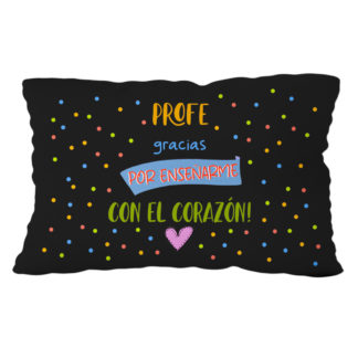 Cojín poliéster lectura: "Profe gracias por enseñarme..."