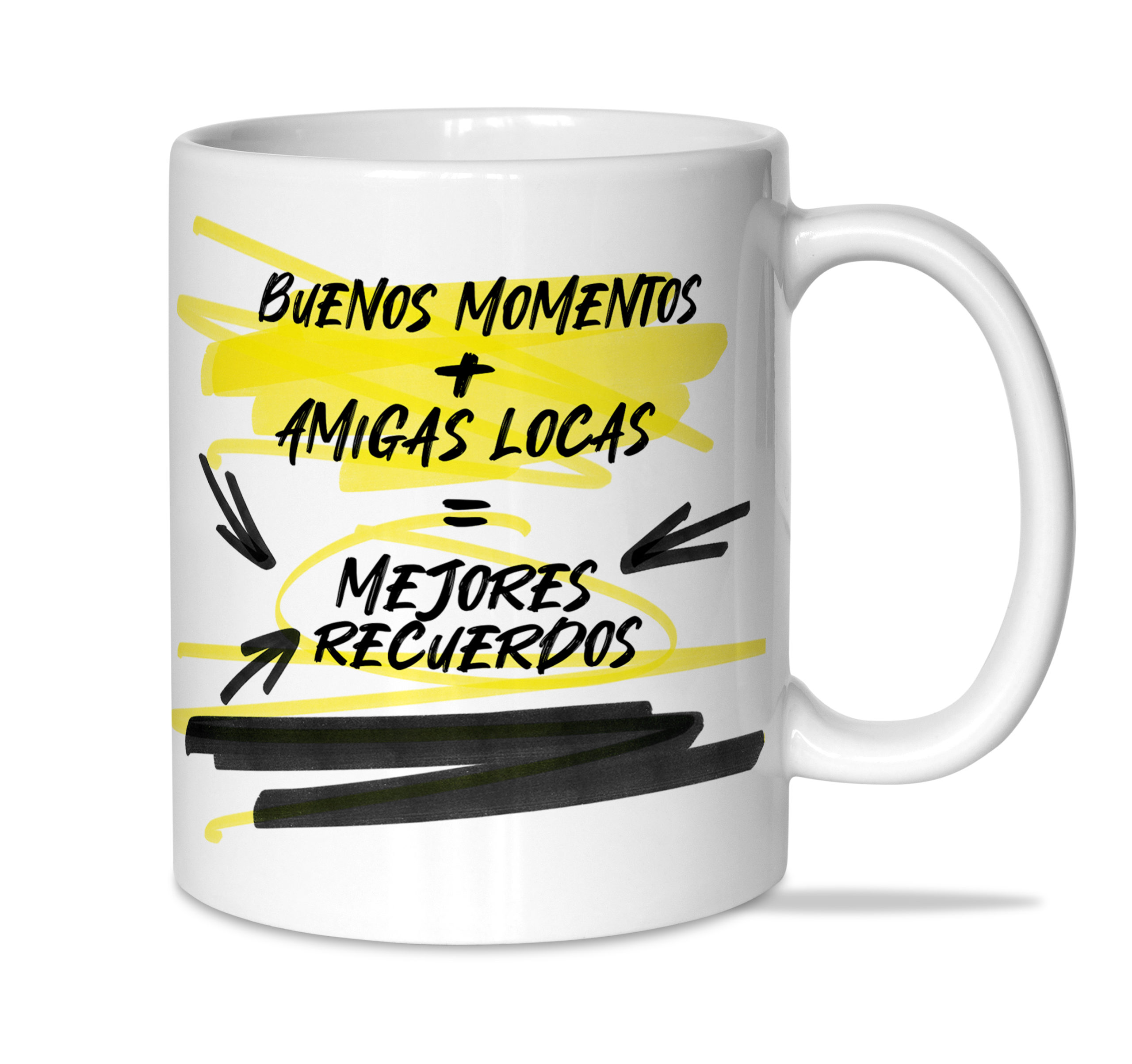 Taza: "Buenos momentos + Amigas locas"