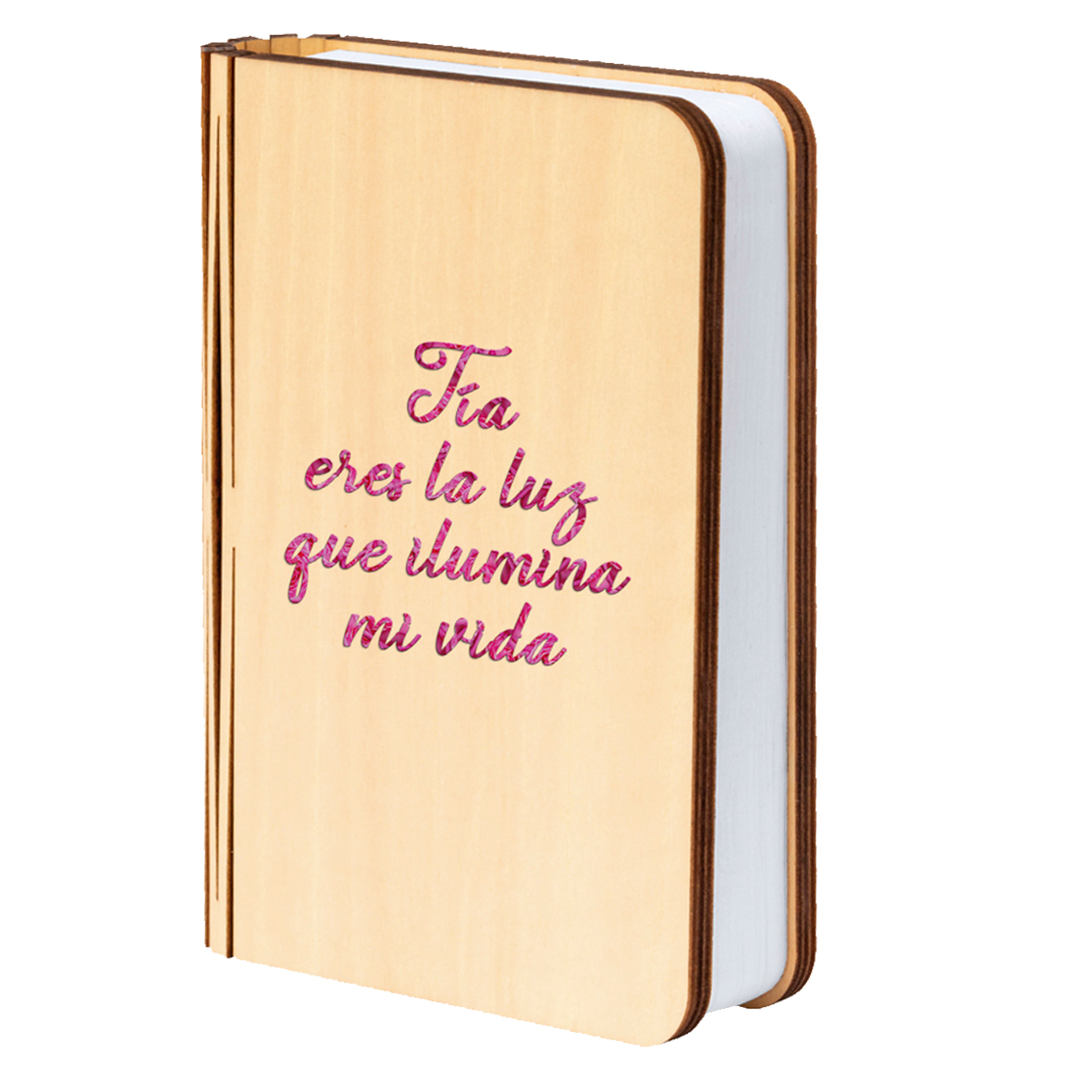 Lámpara libro: "Tía eres la luz que ilumina mi vida"