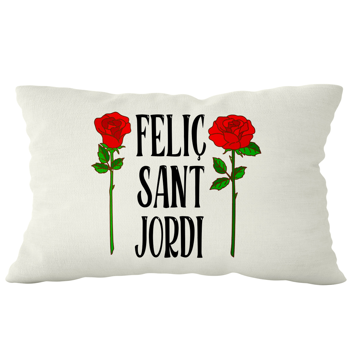 Cojín Poliéster Rectangular: "Feliç Sant Jordi"