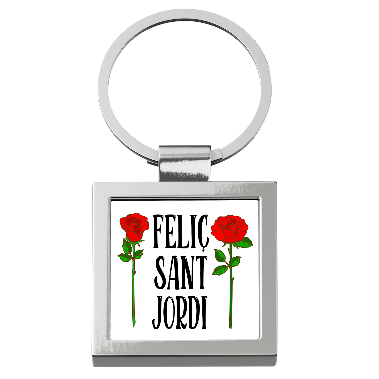 Llavero metálico: "Feliç Sant Jordi"