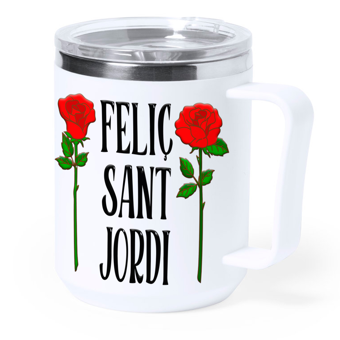 Taza térmica acero: "Feliç Sant Jordi"