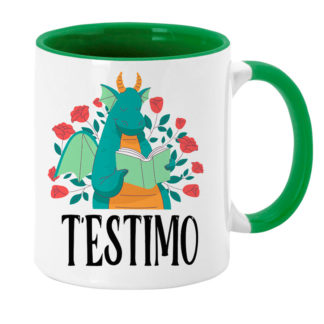 Taza verde: "T'estimo"