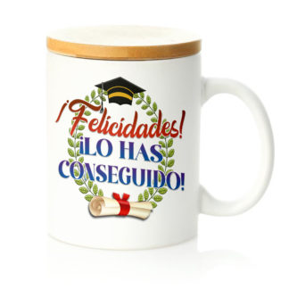 Taza tapa bambú: "¡Felicidades!¡Lo has conseguido!