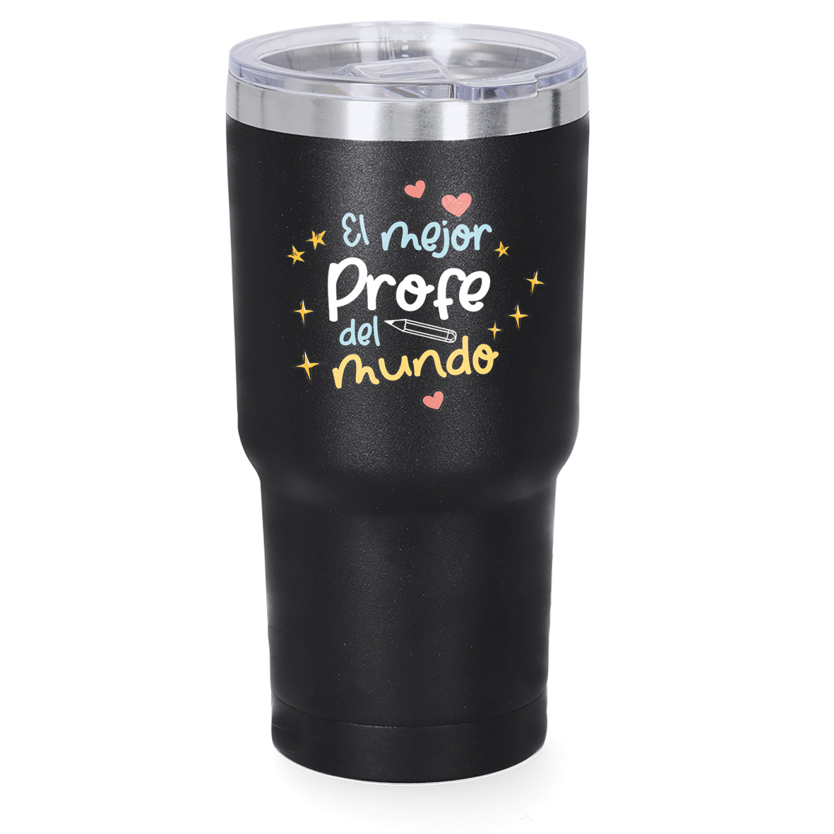 Vaso térmico negro: "El mejor profe del mundo"