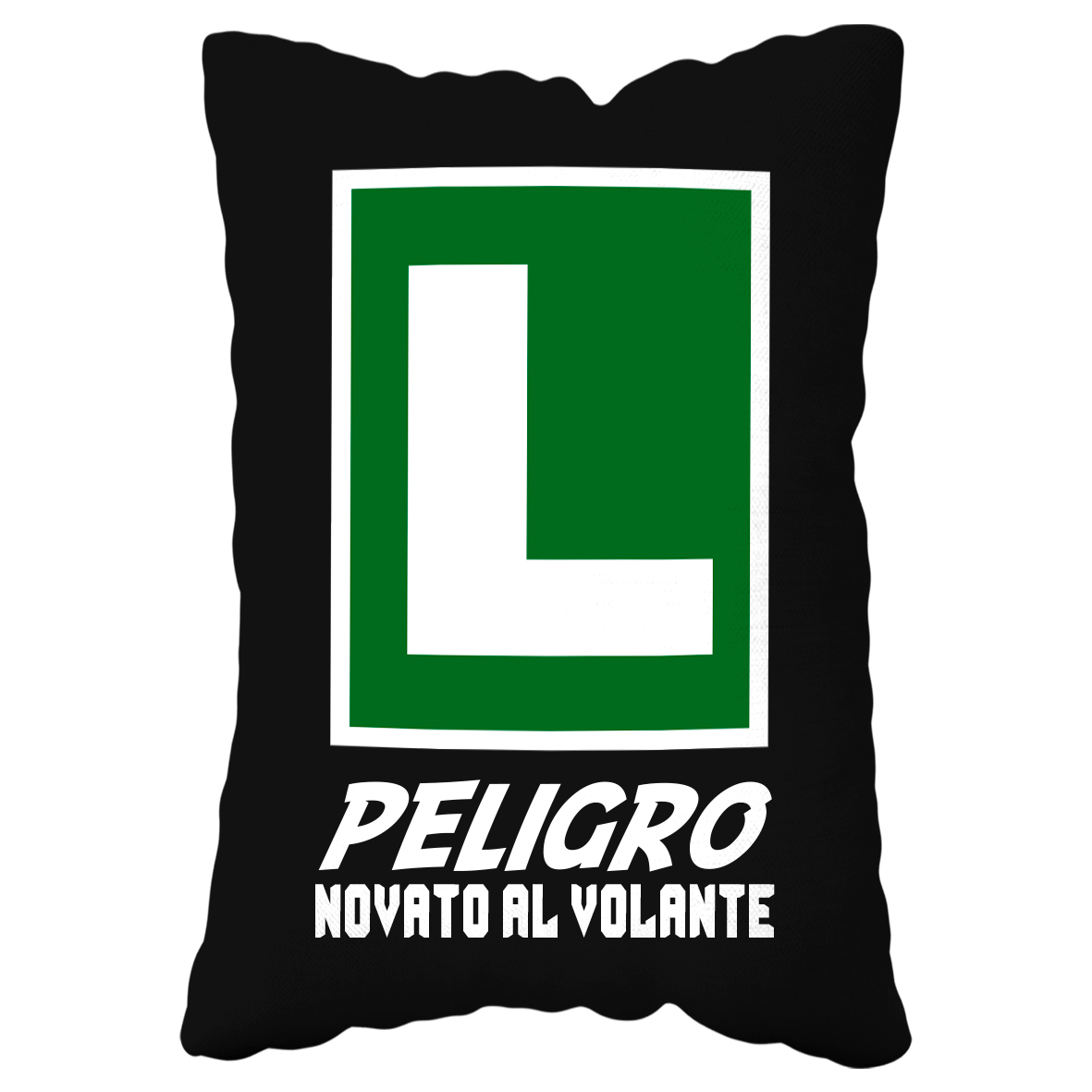 Cojín Poliéster Rectangular: "Peligro novato al volante"