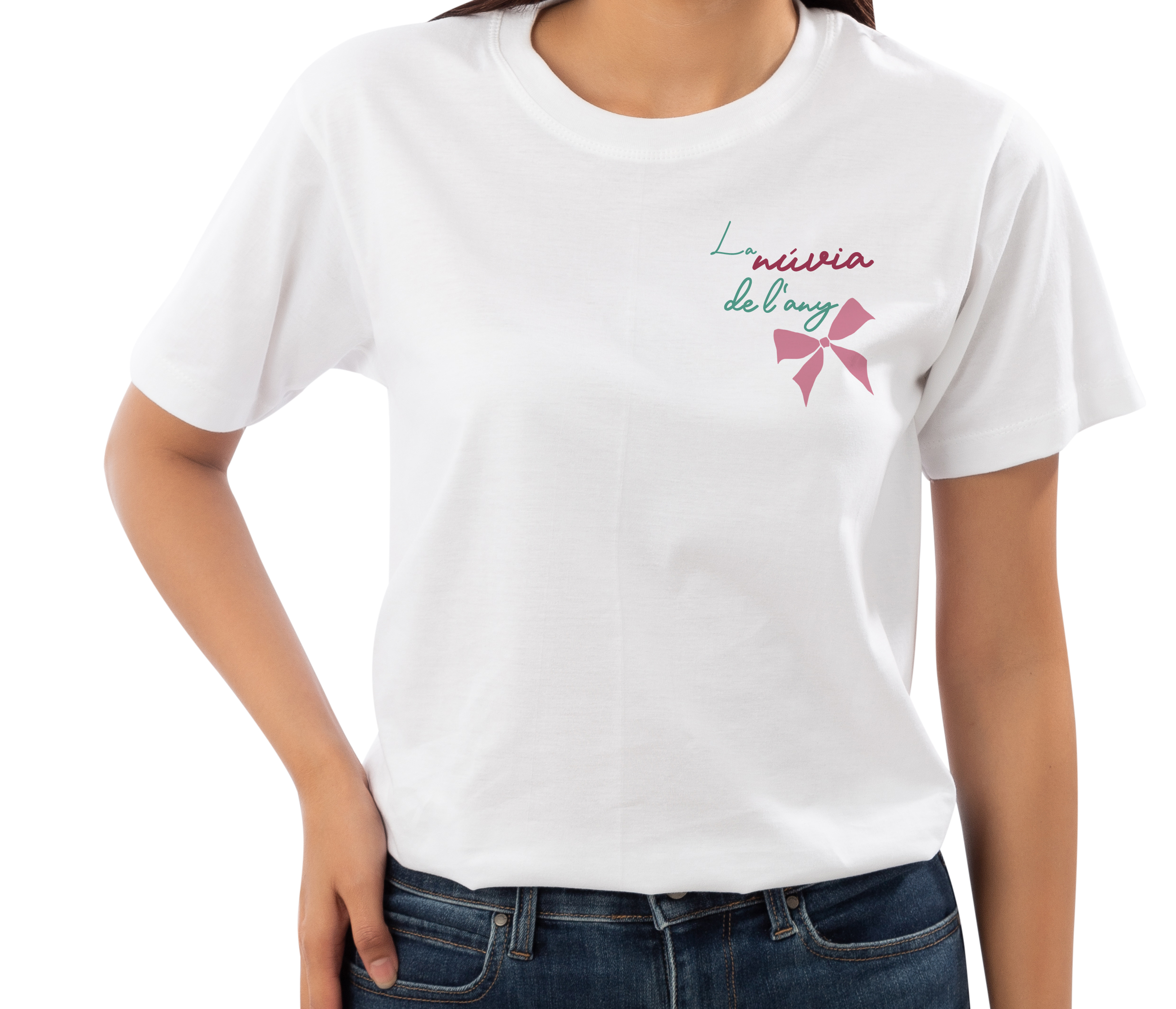 Camiseta blanca: "LA NOVIA DEL AÑO (PERSONALIZABLE)" - Imagen 3