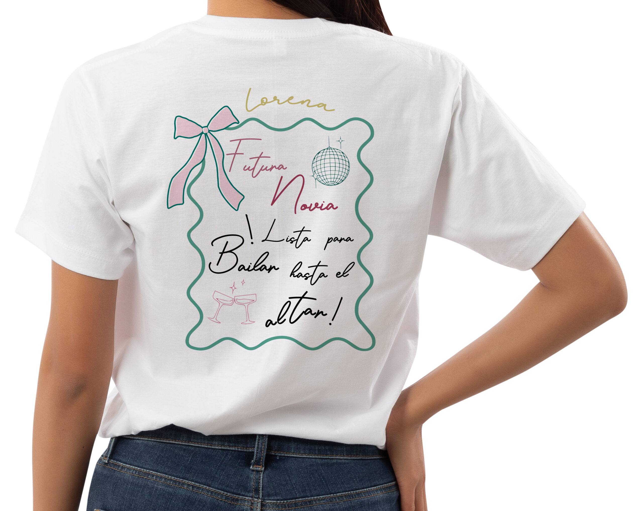 Camiseta blanca: "LA NOVIA DEL AÑO (PERSONALIZABLE)" - Imagen 2