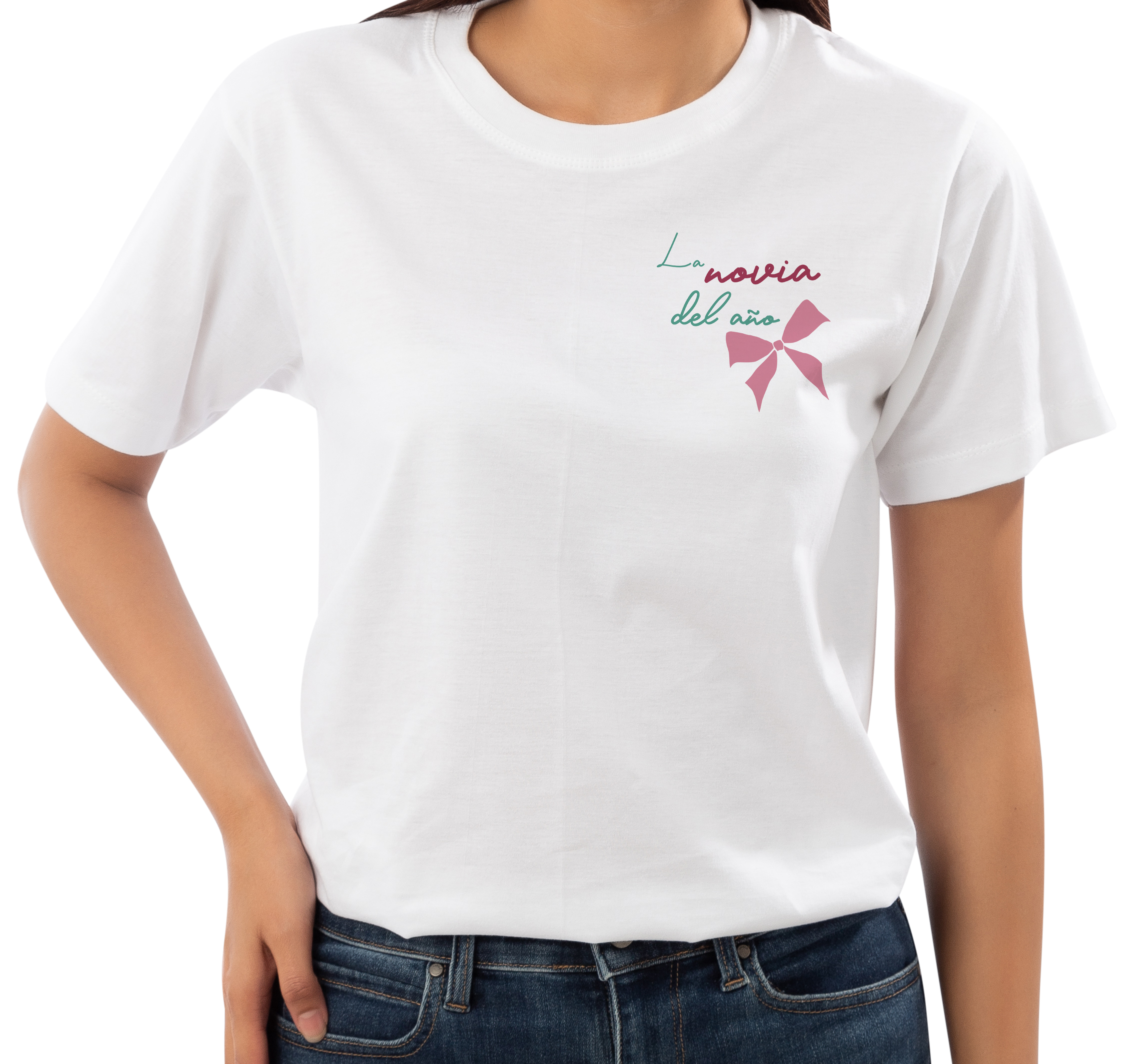 Camiseta blanca: "LA NOVIA DEL AÑO (PERSONALIZABLE)"